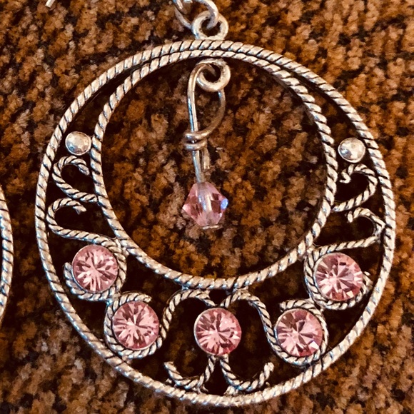 Pink Swarovski Crystals Earrings - Picture 2 of 4